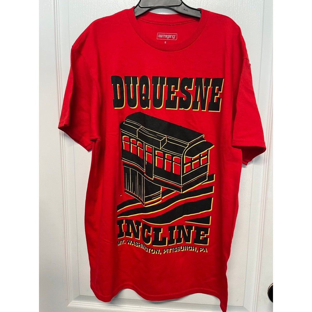 Duquesne Incline Pittsburgh PA Graphic T-Shirt Men’s Large Red Tourist Souvenir